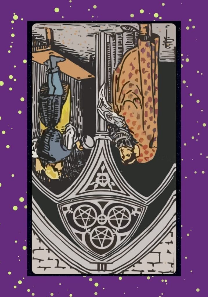 The reversed Three of Pentacles suggests discord, poor collaboration, or lack of effort—warning of stalled progress and missed learning opportunities.